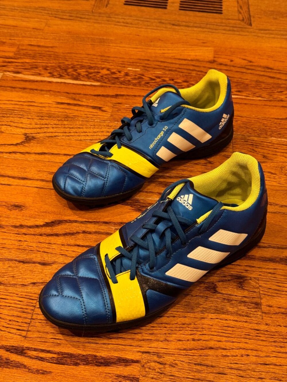 adidas Nitrocharge 3.0 Turf Soccer Shoes Blue Yellow Mens 10